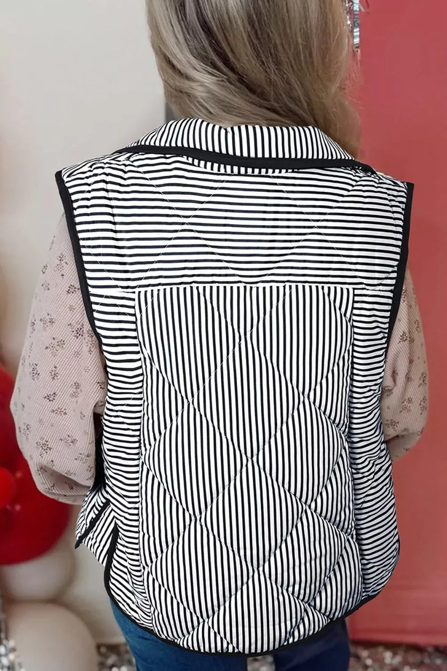 Striped Quilted Vest Coat option 6