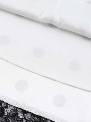 ivory midi skirt featuring lace and polka dot