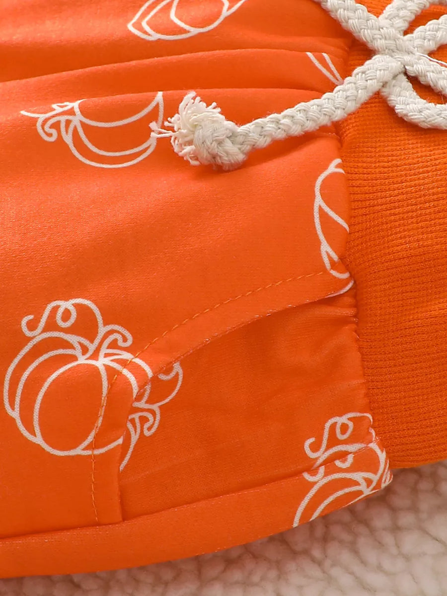 orange Sweatshirt and Pants Set with hip-length and pullover
