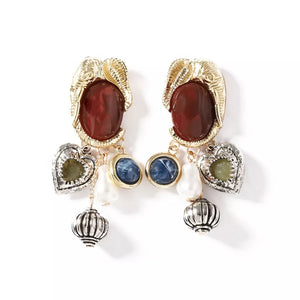 Gold earrings with long and post-back