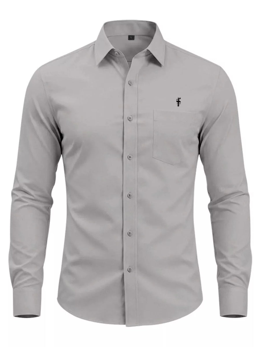 Men's Slim Fit Button Up Shirt Plus Size in Black, view 15