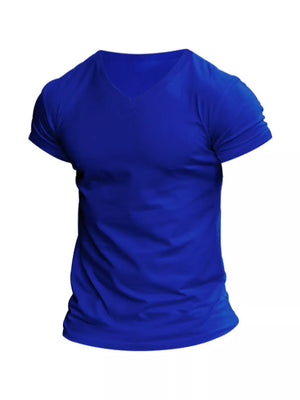 Men's Full Size V-neck Slim Fit Casual T-shirt in Black
