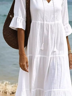 100% polyester Care instructions: Machine wash cold midi dress in Blush Pink with A-line silhouette