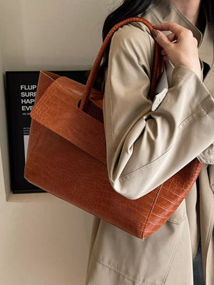 Crocodile-embossed Shoulder Bag option 9