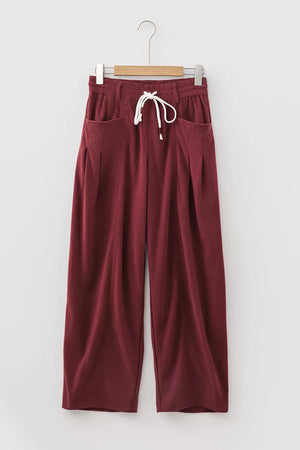 Elastic Waist Drawstring Corduroy Casual Pants option 6
