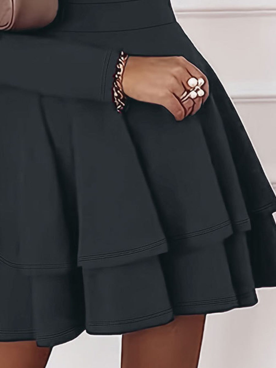 V-Neck Mini Long-Sleeve Dress in Navy