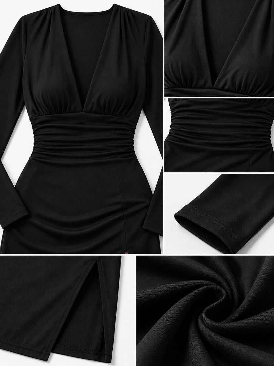 Polyester and spandex blend bodycon dress in Burgundy with bodycon silhouette