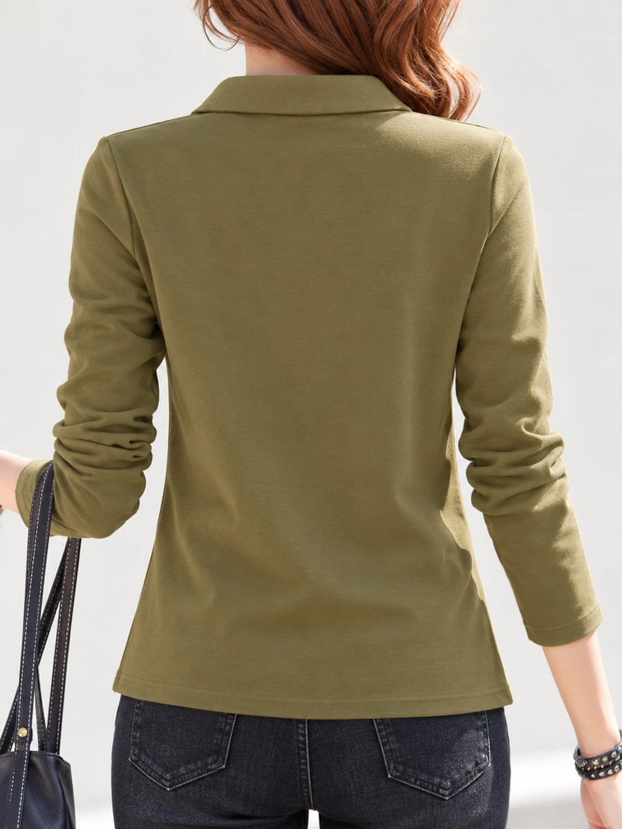 button-down shirt in Pumpkin Orange with buttoned and hip-length