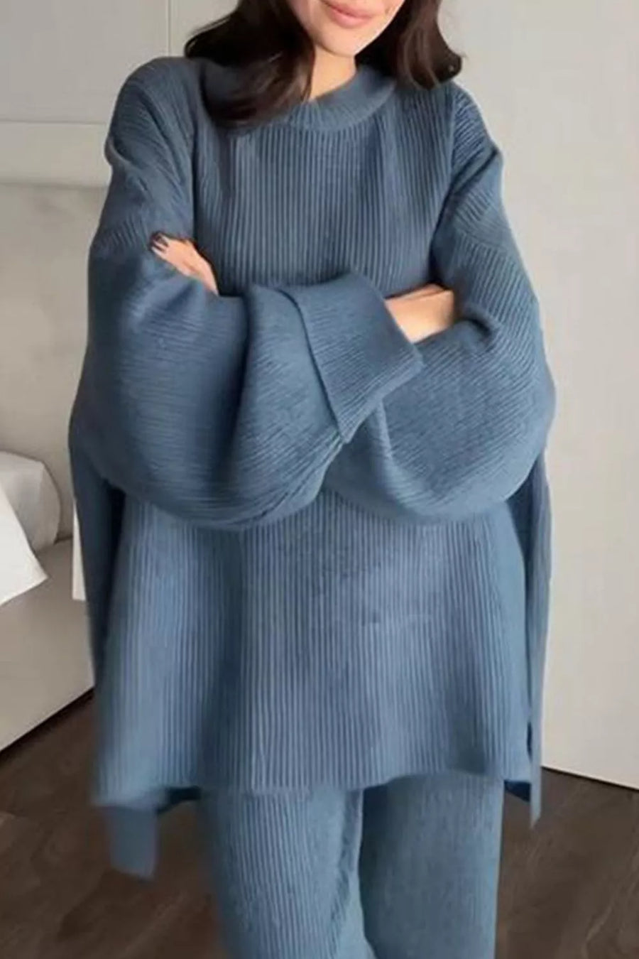 Dark Gray matching set with hip-length and pullover