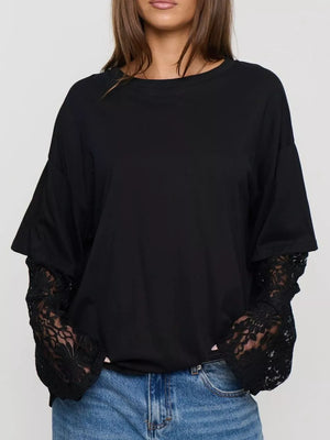 white t-shirt with cutout and long sleeve