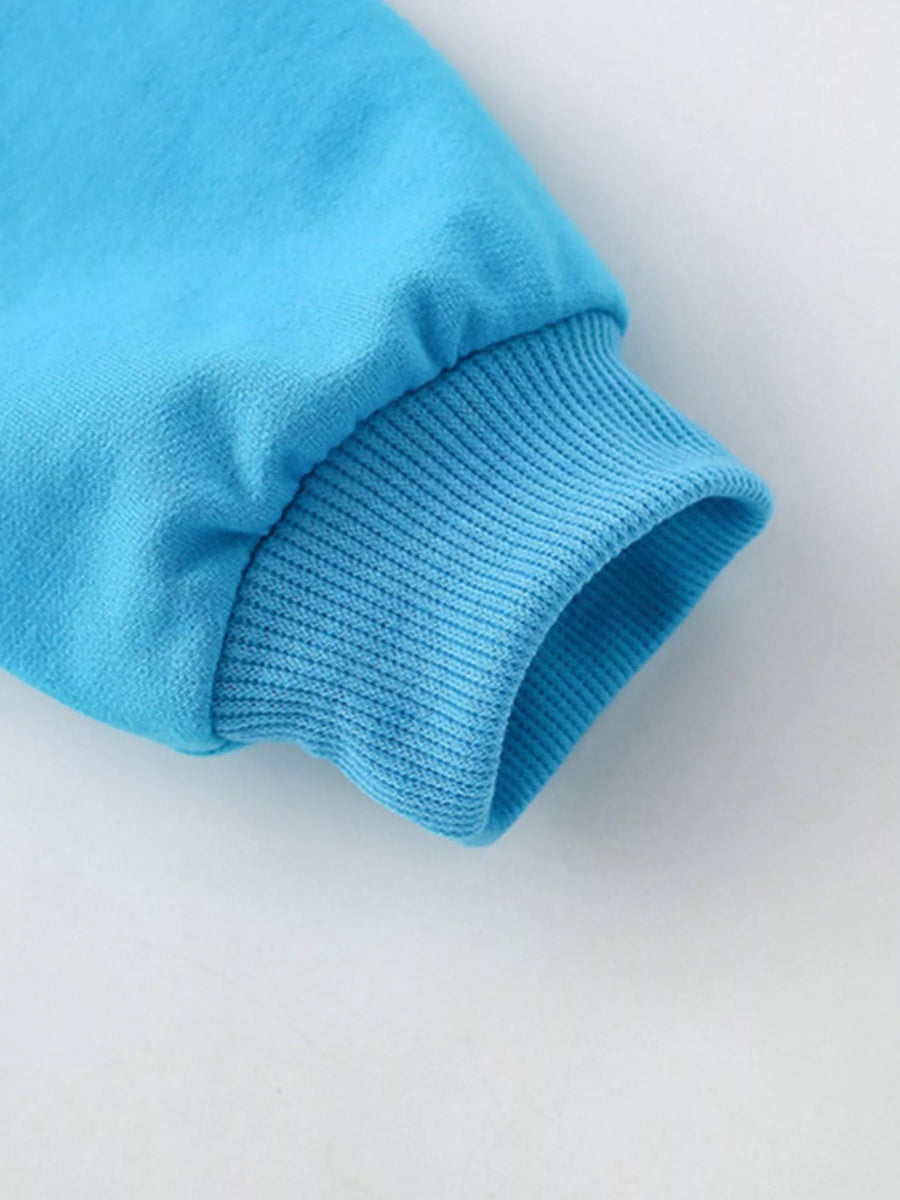 Sky blue cotton sweatshirt sleeve cuff detail