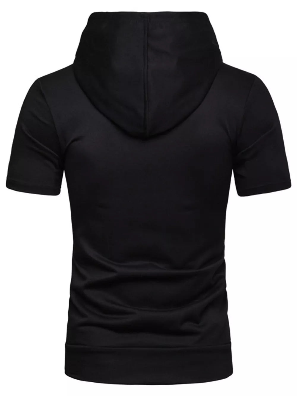 Men's Plus Size Short Sleeve Zip Up Hoodie in Black