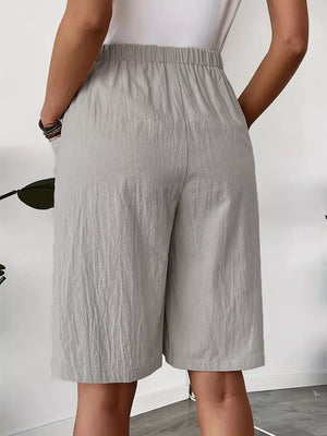 Ivory White Elastic Waist Wrap Skort