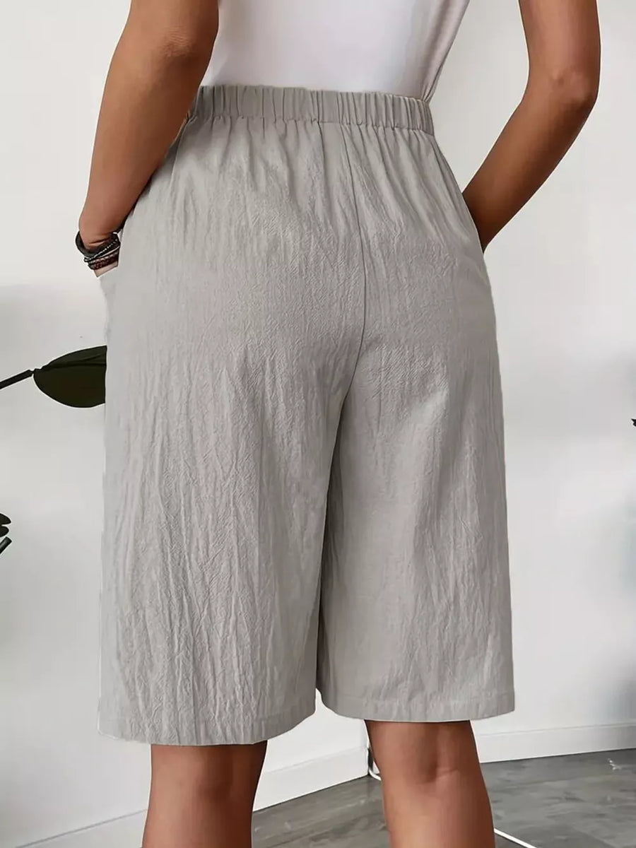 Ivory White Elastic Waist Wrap Skort