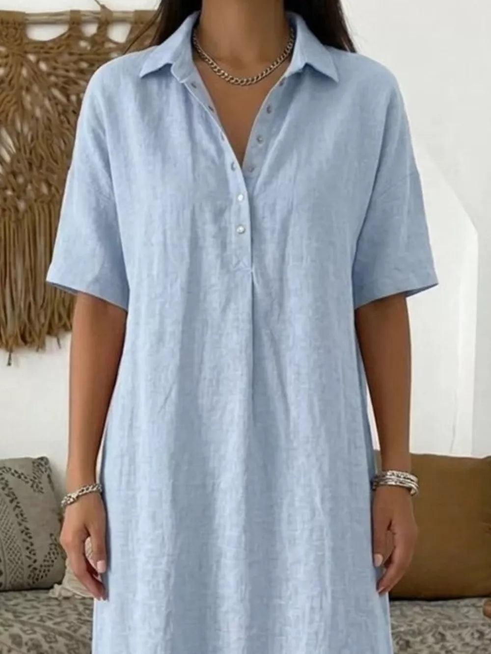 Black Full Size Button Detail Half Sleeve Dress Plus Size