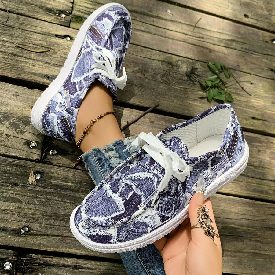 sneakers featuring abstract in denim blue with Polyester,Rubber Imported Size &amp texture