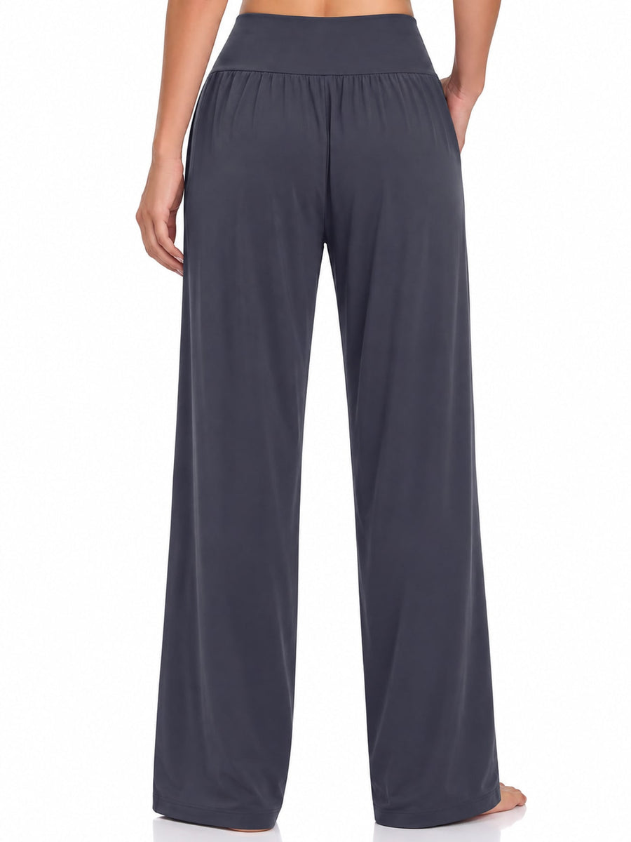 wide-leg pants in Dark Blue with pocketed and full-length