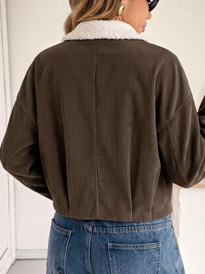streetwear trucker jacket in Brown with collared