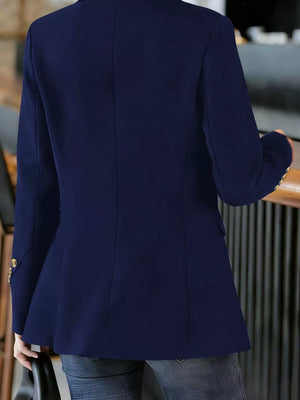 Full Size One Button Lapel Collar Blazer Plus Size in Dark Gray with plus-size