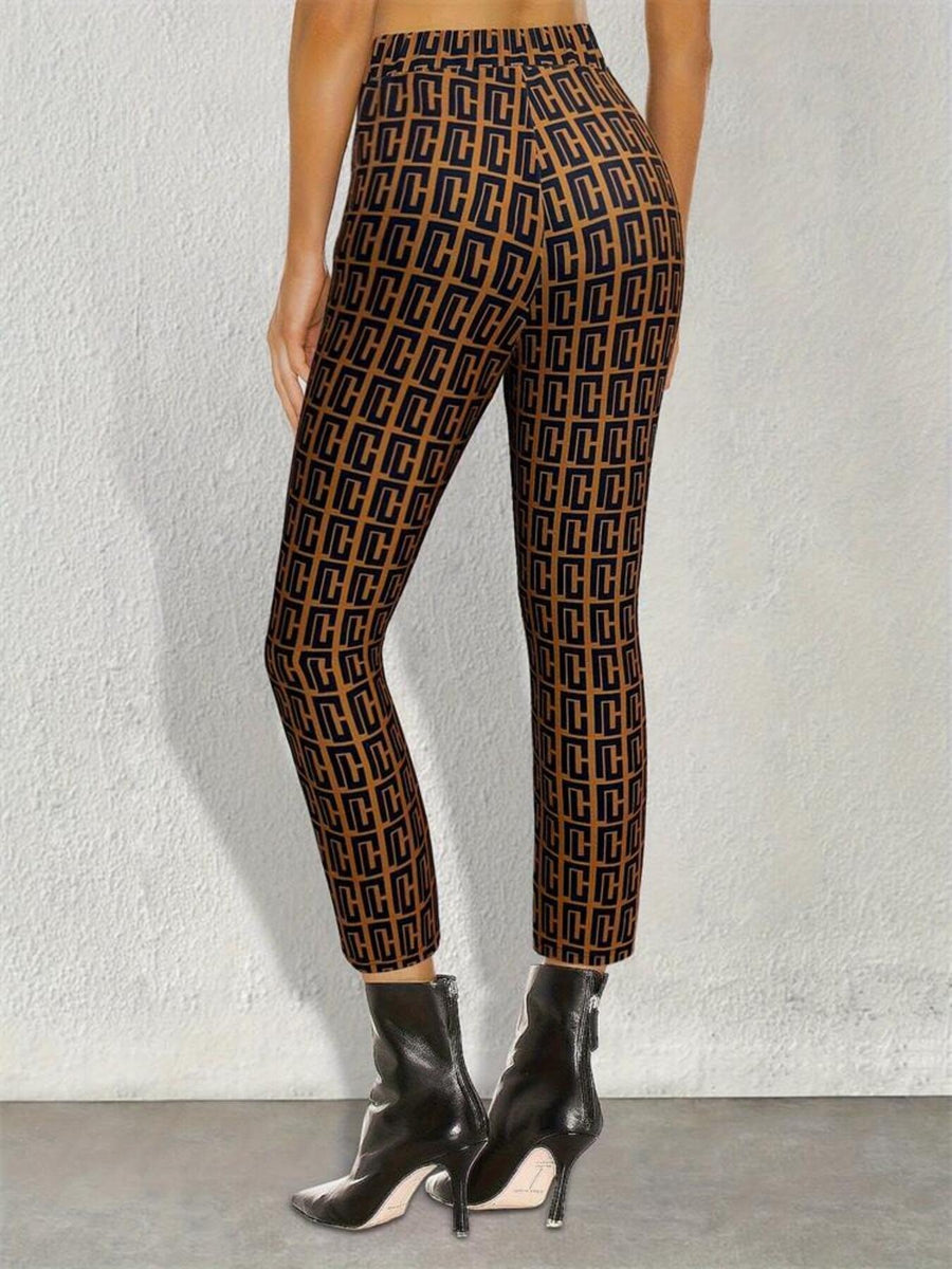 Geometric Pattern Slim-Fit Cropped Pants