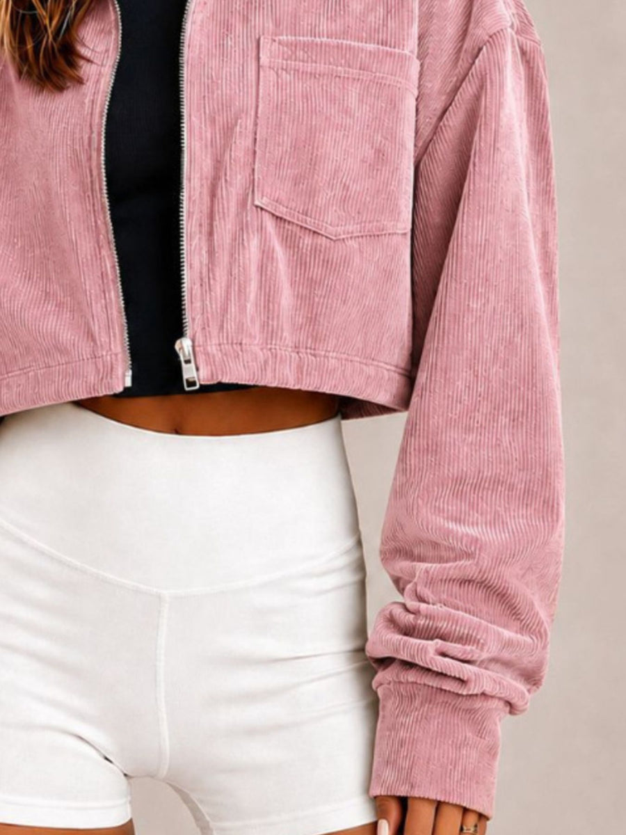 100% polyester Care instructions: Machine wash cold bomber jacket in Sky Blue with boxy silhouette