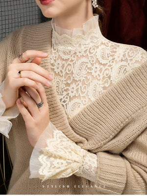 blouse featuring floral, paisley in White with Nylon Care instructions: Hand wash cold texture