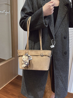 Decorative Buckle Shoulder Bag in Black