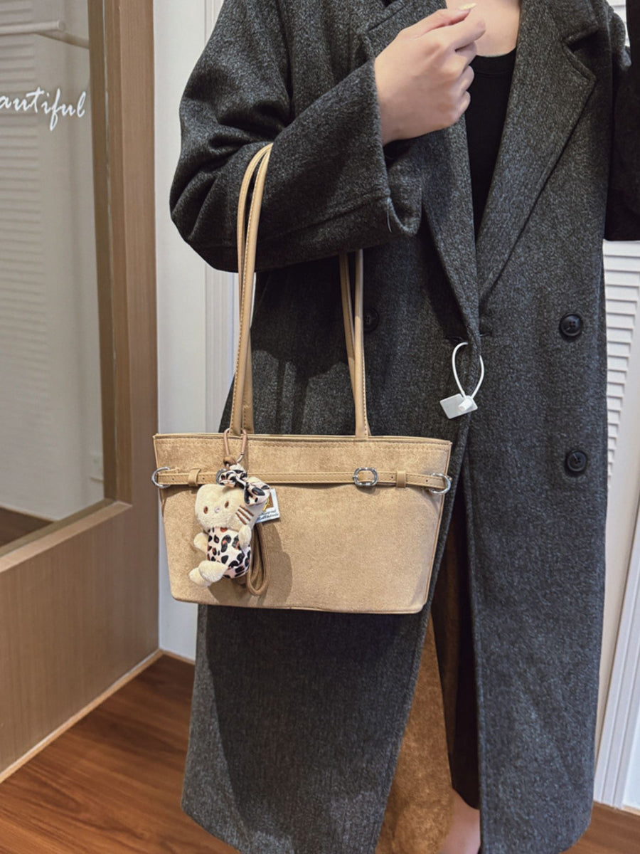 Decorative Buckle Shoulder Bag in Black