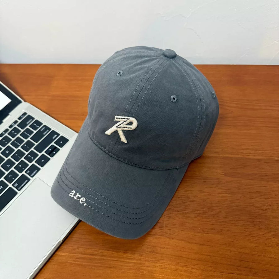 Cream White Letter Embroidered Baseball Cap