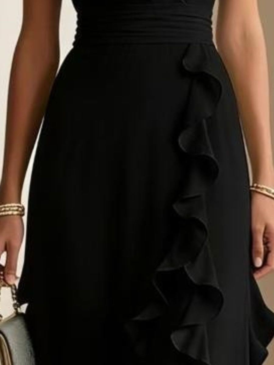 maxi dress in mint green with frill and maxi