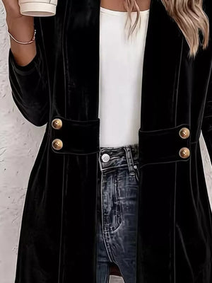 cardigan in Yellow with decorative button and hip-length