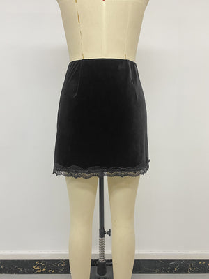 Black with mini skirt with lace detail 12