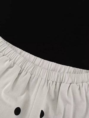 White polka dot pants with elastic waistband