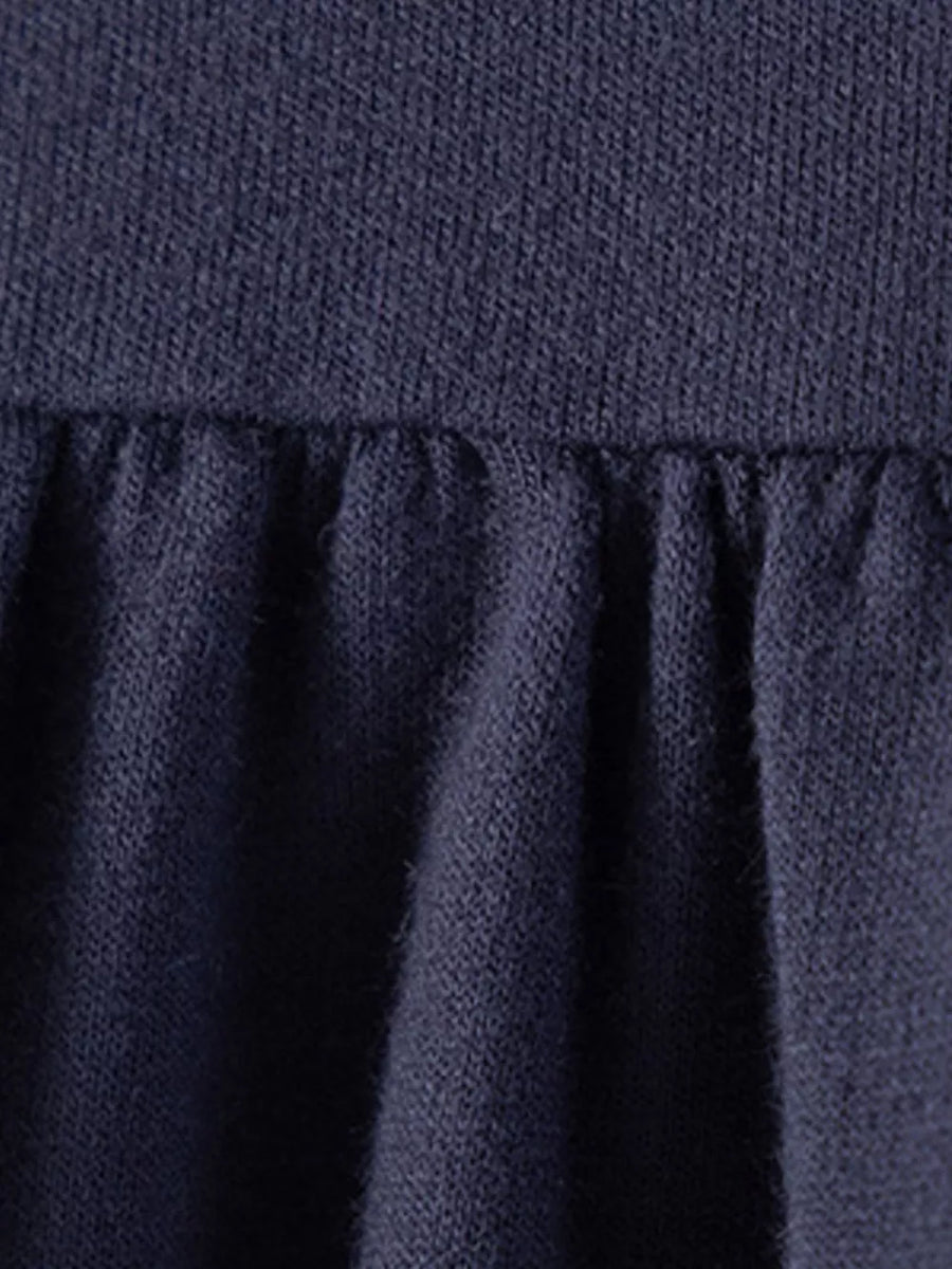 A-line dress in Dark Navy with strawberry and embroidered