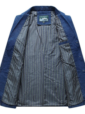 Medium Men's Plus Size Button Up Denim Blazer