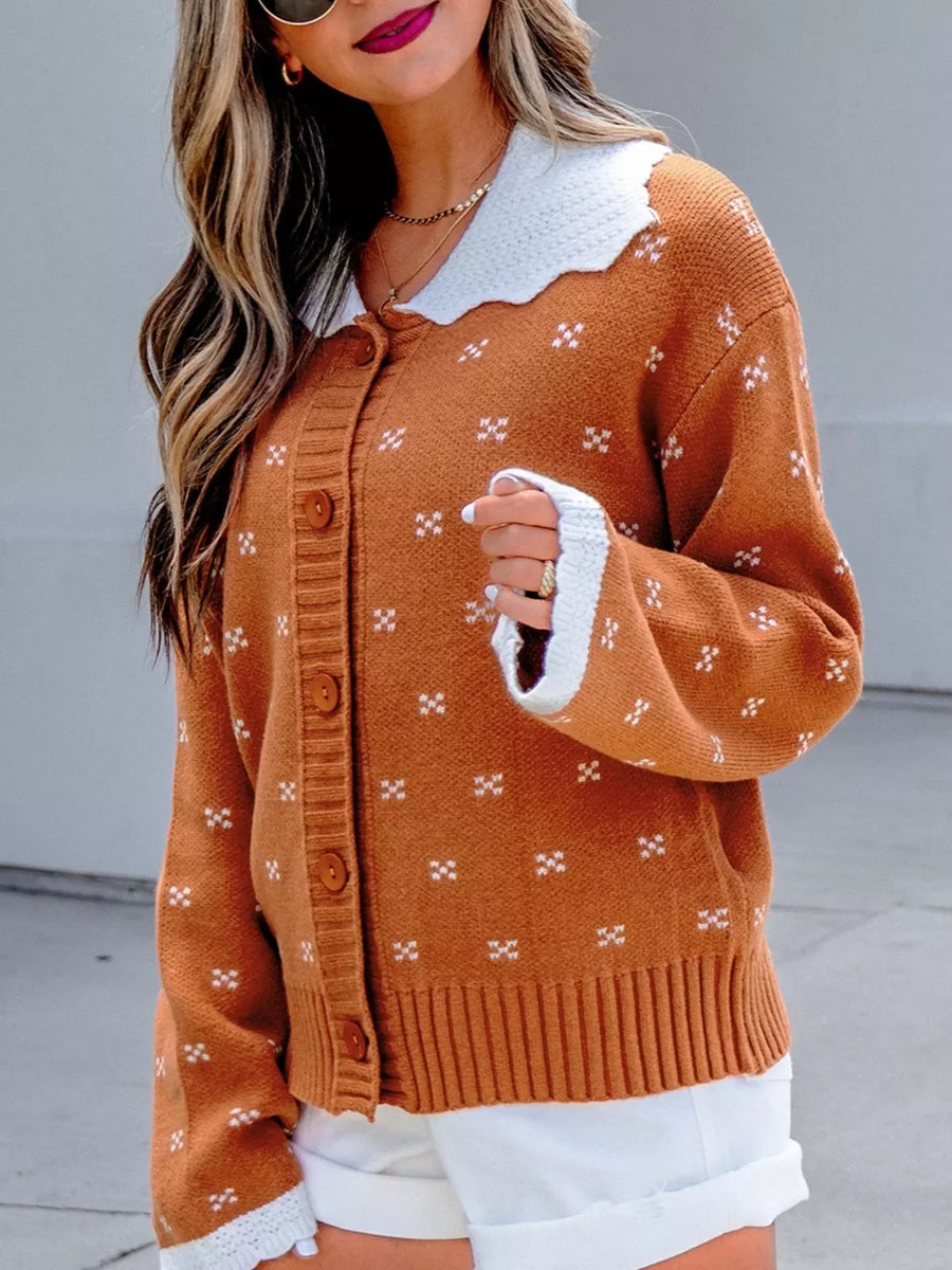 52% viscose, 26% polyester, 22% polyamide Care instructions: Machine wash cold cardigan in Terracotta with regular silhouette