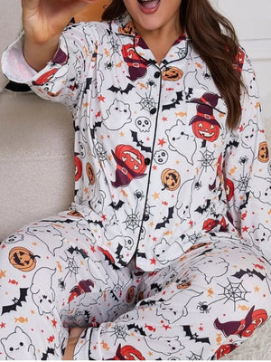 100% polyester Care instructions: Machine wash cold pajama set in orange with relaxed silhouette