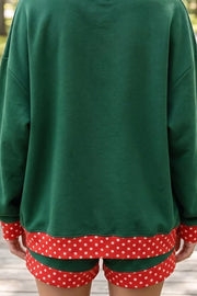 Black Forest lounge set with polka dot trim and long sleeve
