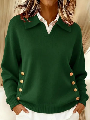 Dark Brown pullover sweater with hip-length and pullover