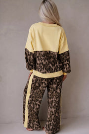 Leopard Print Long Sleeve V-neck Top & Pant Set option 4