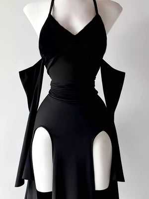 Wine Red fitted bodycon dress with halter
