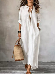 Dark Gray relaxed maxi dress with v-neck