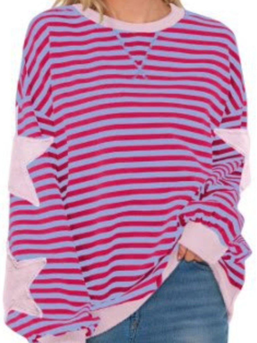 Light Green sweatshirt featuring seam detail and striped