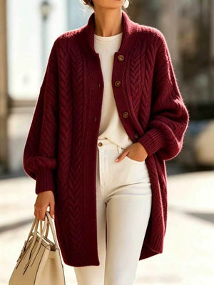 cardigan in Light Blue with cable knit and cable-knit