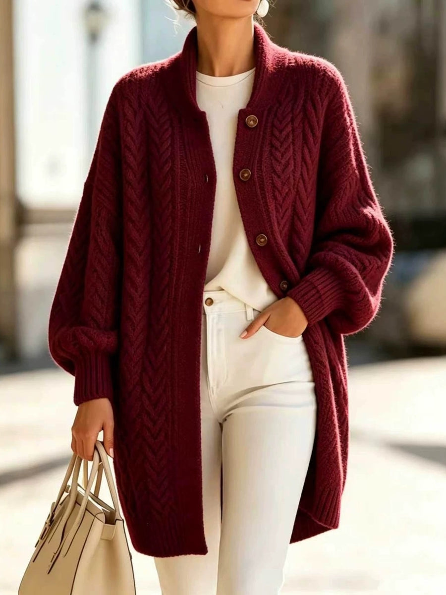cardigan in Light Blue with cable knit and cable-knit