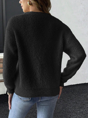 White relaxed cardigan with v-neck