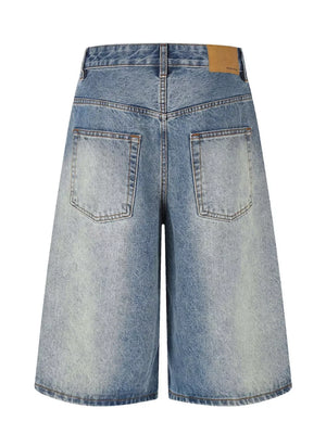 Men's Vintage Wash Wide Leg Denim Capris option 3