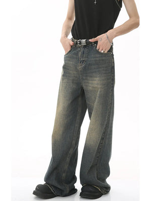 Men S Full Size Vintage Wash Wide Leg in Dark Blue