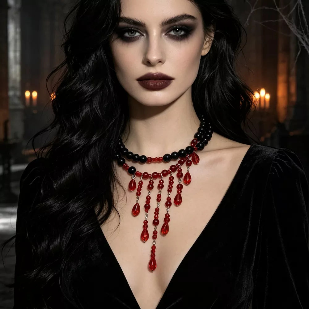 Halloween Teardrop Beaded Double Layered Necklace