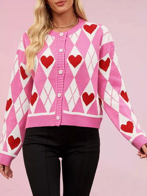 100% Acrylic Care instructions: Machine wash cold cardigan in red with relaxed silhouette